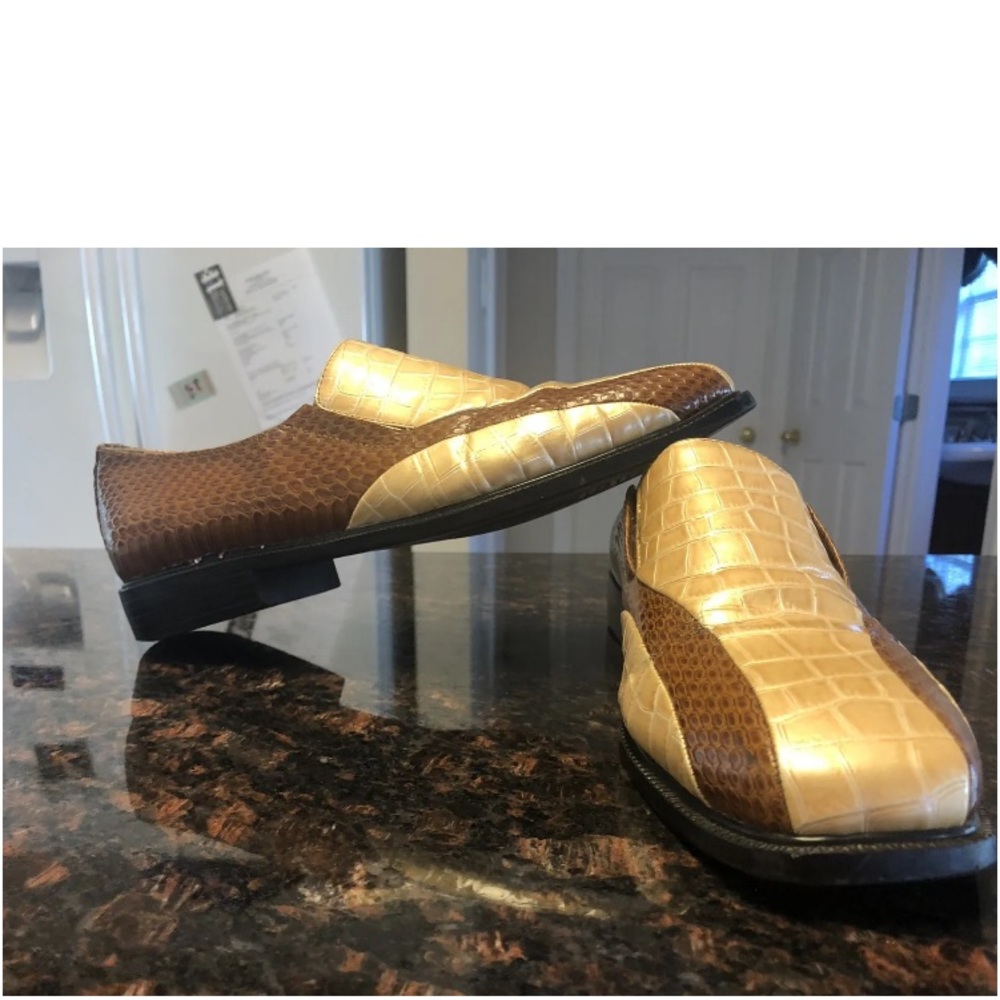 Roberto Chillini Mens Reptile Embossed Casual Dress Shoes 8.5